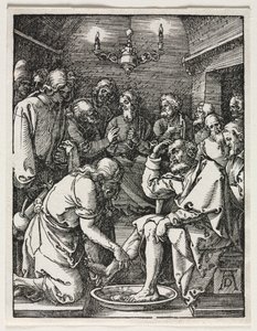 De Kleine Passie: Christus Wast de Voeten van St. Petrus door Albrecht Dürer