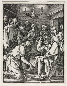 De Kleine Passie: Christus Wast de Voeten van St. Petrus door Albrecht Dürer
