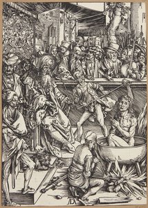 De Marteling van St. Johannes de Evangelist door Albrecht Dürer