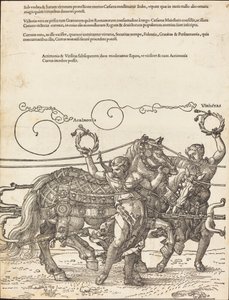 De triomfwagen van Maximiliaan I (De grote triomfwagen) [plaat 6 van 8] door Albrecht Dürer