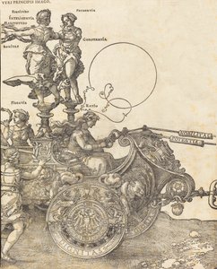 De triomfwagen van Maximiliaan I De grote triomfwagen [plaat 2 van 8], Latijnse editie door Albrecht Dürer