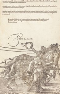 De triomfwagen van Maximiliaan I De grote triomfwagen [plaat 3 van 8], 1523 Latijnse editie