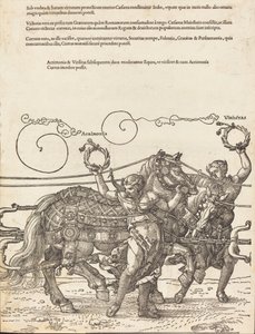 De triomfwagen van Maximiliaan I De grote triomfwagen [plaat 6 van 8], 1523 Latijnse editie door Albrecht Dürer