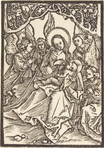 De Maagd die het Christuskind voedt met vier engelen door Albrecht Dürer