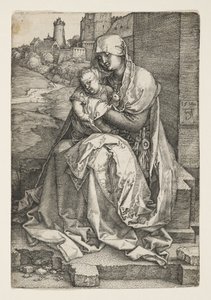 De maagd zittend bij een muur door Albrecht Dürer