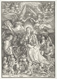 De Maagd omringd door vele engelen door Albrecht Dürer