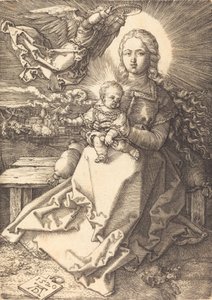 De Maagd en het Kind gekroond door een engel, 1520 door Albrecht Dürer