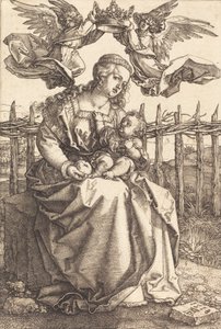 De Maagd en Kind gekroond door twee engelen door Albrecht Dürer