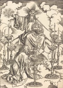 De visioen van de zeven kandelaars, waarschijnlijk ca. 1496-1498 door Albrecht Dürer