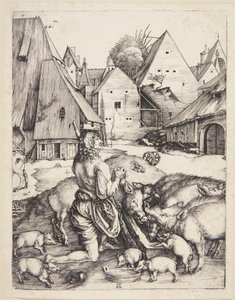 De verloren zoon tussen de zwijnen door Albrecht Dürer