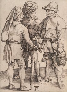 Drie boeren in gesprek, 1497-1498 door Albrecht Dürer