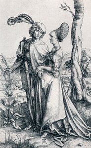 Jong stel bedreigd door de dood of De Promenade, 1495 door Albrecht Dürer