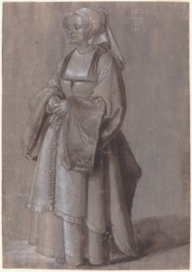Jonge Vrouw in Nederlandse Kleding door Albrecht Dürer
