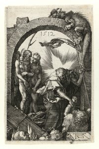 Christus in het voorgeborchte (met Adam en Eva) door Albrecht Dürer