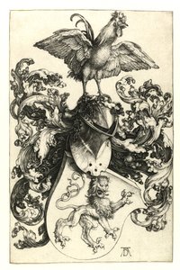 Wapen met leeuw en haan, 1502-03 door Albrecht Dürer