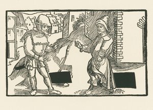 Demea en Micio, ca.1492-93 (houtsnede) door Albrecht Dürer or Duerer