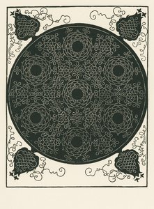 Knoop met kleine zwarte cirkel in het midden die zes keer wordt herhaald door Albrecht Dürer or Duerer