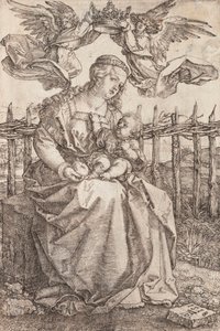 De Maagd Maria gekroond door twee engelen door Albrecht Dürer