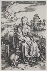 Madonna met de aap, c.1498 (gravure) door Albrecht Dürer or Duerer