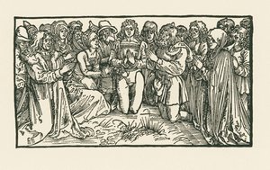 Mannen en vrouwen in gebed door Albrecht Dürer or Duerer