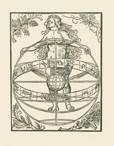 Naakte vrouw met de dierenriem, c.1502-03 (houtsnede) door Albrecht Dürer or Duerer