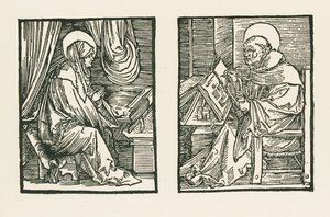 Sint Birgitta en Petrus van Almastra door Albrecht Dürer or Duerer