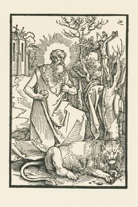 Heilige Hiëronymus. Illustratie bij Lukas von Prag: Apologia. Gedrukt door Hieronymus Höltzel, Neurenberg door Albrecht Dürer or Duerer