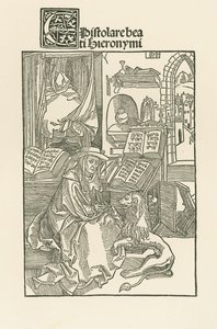 Hiëronymus in zijn studeerkamer door Albrecht Dürer or Duerer