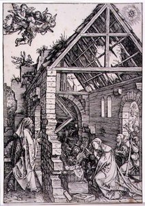 De aanbidding van de herders (houtsnede)
