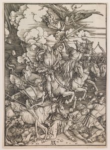 De vier ruiters van de Apocalyps, uit "De Apocalyps", ca. 1497-98 (houtsnede) door Albrecht Dürer or Duerer