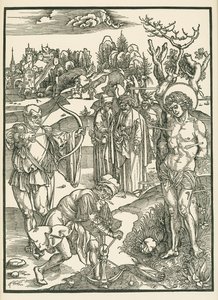 Het martelaarschap van Sint Sebastiaan, ca. 1500 (houtsnede)