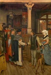 De magisters in de werkplaats van Jan van Eyck, c.1895-1900 door Albrecht de Vriendt
