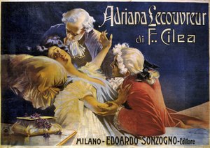 Poster voor opera Adriana Lecouvreur, door Francesco Cilea (1866-1950)