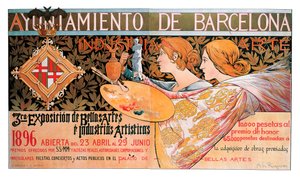 Affiche voor de derde "Expositie van Schone Kunsten en Artistieke Industrieën" van Barcelona in 1896