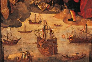 Spaanse karveel (detail van Maagd van de Navigators)