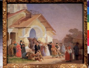 Uit de kerk in Pskov door Aleksandr Ivanovich Morozov