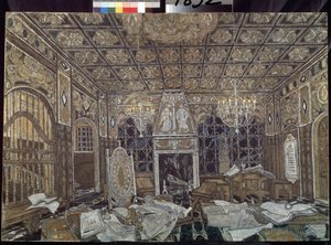 Voorbereidend decor voor het toneelstuk Othello van William Shakespeare door Aleksandr Jakovlevic Golovin