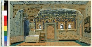 Decorontwerp voor de opera De Pskov Meisje van N. Rimski-Korsakov door Aleksandr Jakovlevic Golovin
