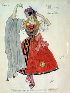 Kostuumontwerp voor de opera Carmen van Georges Bizet door Aleksandr Jakovlevic Golovin