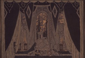 Toneelontwerp voor het stuk Don Juan door J.-B. Molière, 1910 door Aleksandr Jakovlevic Golovin