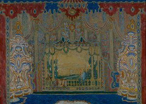 Toneelontwerp voor het toneelstuk Don Juan van Molière, 1910 door Aleksandr Jakovlevic Golovin