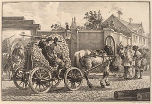 Russische drager die hout op een kar vervoert door Aleksandr Osipovich Orlovskii