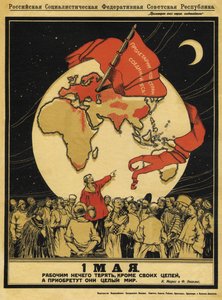 De 1e mei. Arbeiders hebben niets te verliezen, maar ze hebben de hele wereld te winnen - Apsit, Alexander Petrovich (1880-1944) - 1919 door Aleksandrs Apsit