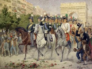 Russische en Geallieerde troepen marcheren Parijs binnen, 1880