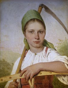 Boerin met een zeis en hark, voor 1825