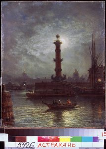 Maanlicht op de Neva bij de Beurs van Sint-Petersburg