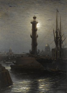 De Rostral Kolom bij de Beurs in Sint-Petersburg, 1878