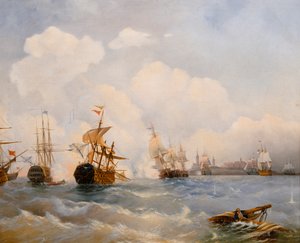De zeeslag bij Reval op 13 mei 1790, 1860s door Aleksei Petrovich Bogolyubov