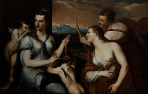 Venus blinddoekt Cupido door Alessandro (1588 1648) Varotari