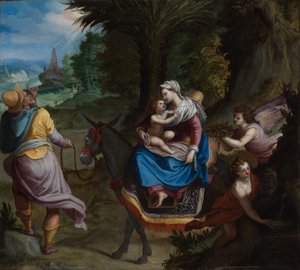 De vlucht naar Egypte door Alessandro Allori